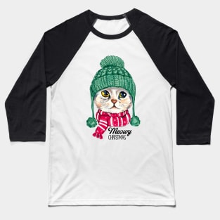 Meowy Christmas Jingle Cat Baseball T-Shirt
